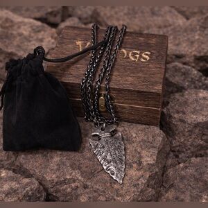 Stainless steel Iron Color Viking spear Pendant Necklace chain  Men Gift